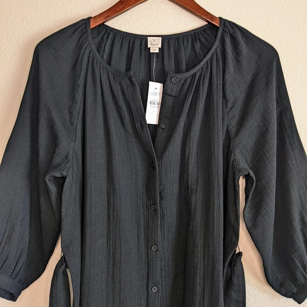 NWT Loft Black Shirt Dress Swim Cover-Up